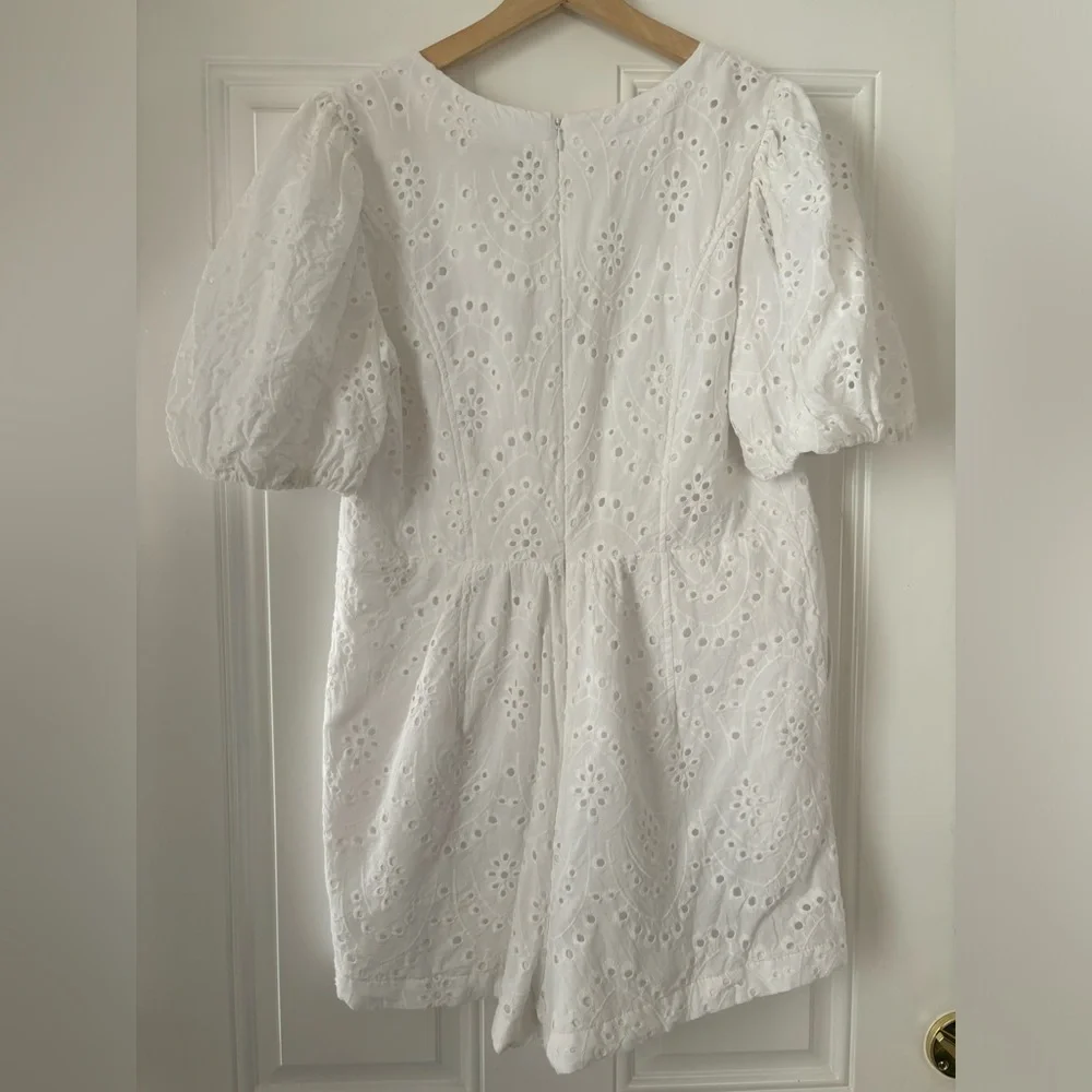 Express Eyelet Lace Puff Sleeve Romper White Size Large - Picture 6 of 14